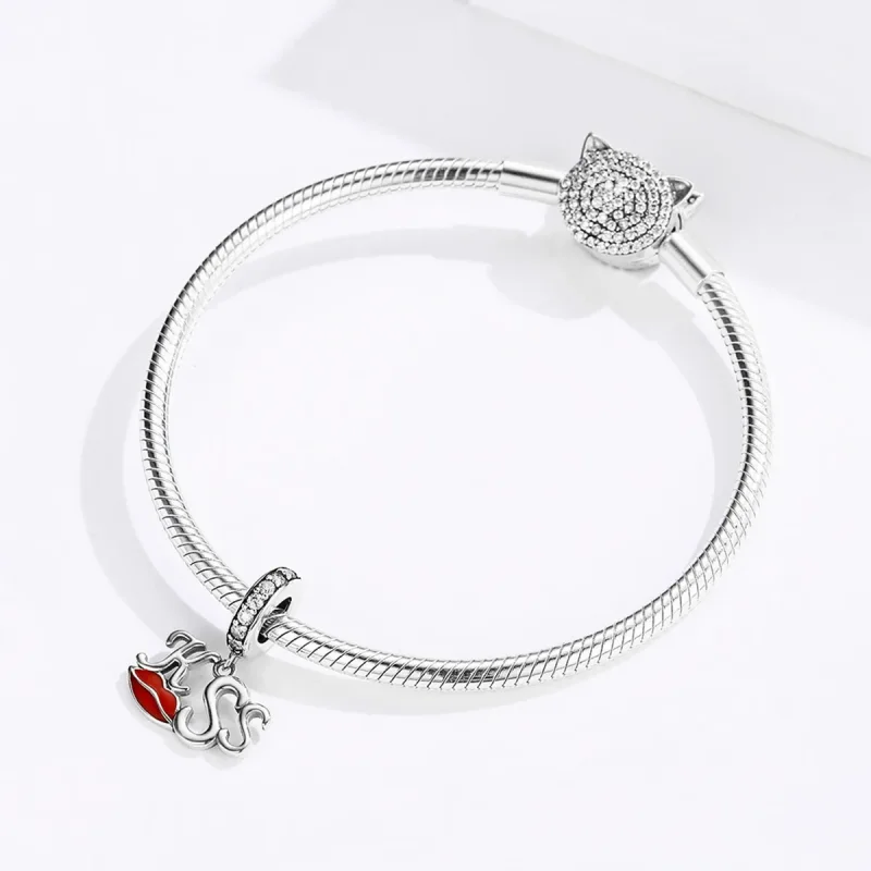 (image for) Pandora Style Silver Kiss & Lips Dangle - SCC1237 - View 3
