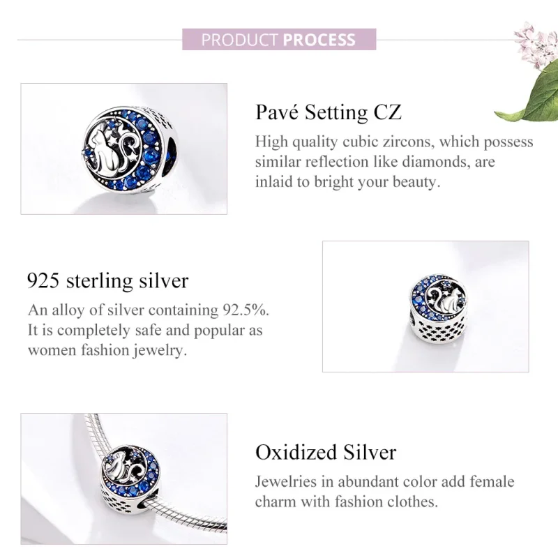 (image for) Pandora Style Silver Kitty In The Moon Charm - SCC1204 - View 4