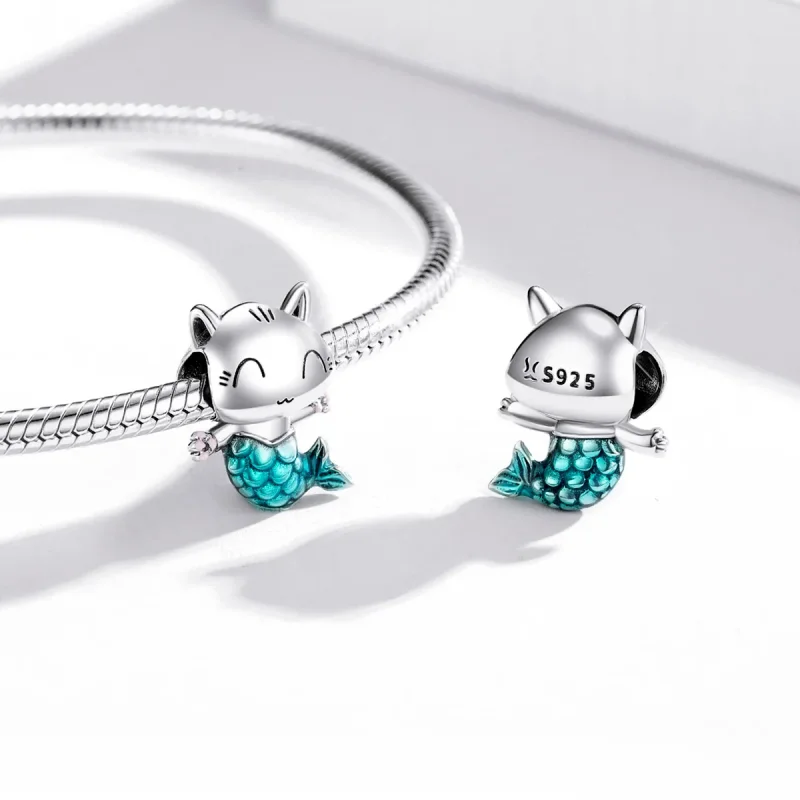 (image for) Pandora Style Silver Kitty Mermaid Charm - SCC1852 - View 4
