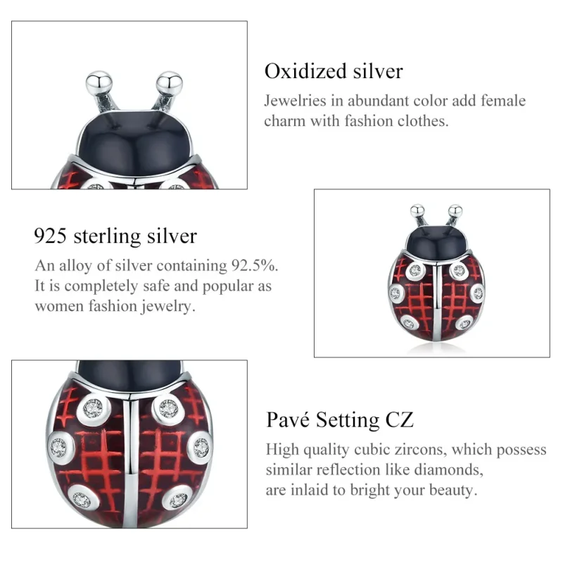 (image for) Pandora Style Silver Ladybug Charm - SCC1481 - View 7