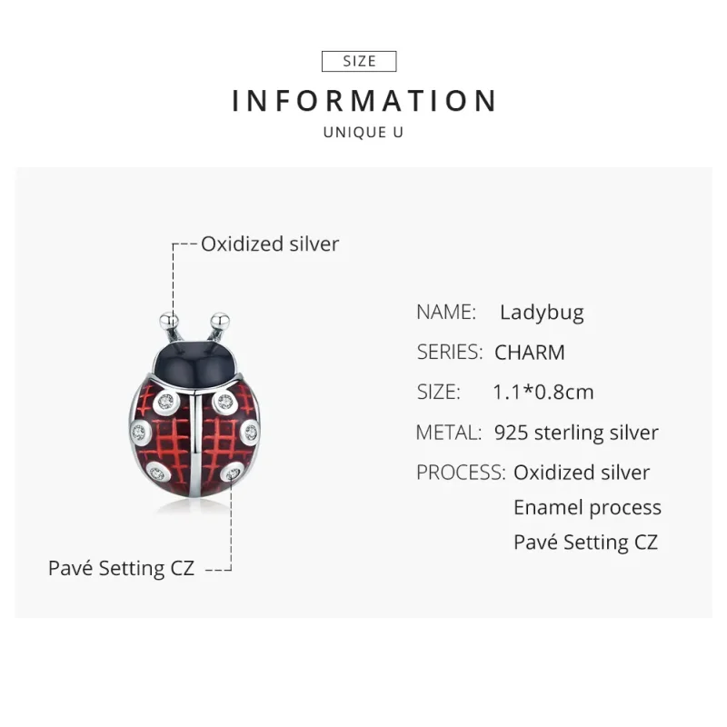 (image for) Pandora Style Silver Ladybug Charm - SCC1481 - View 8