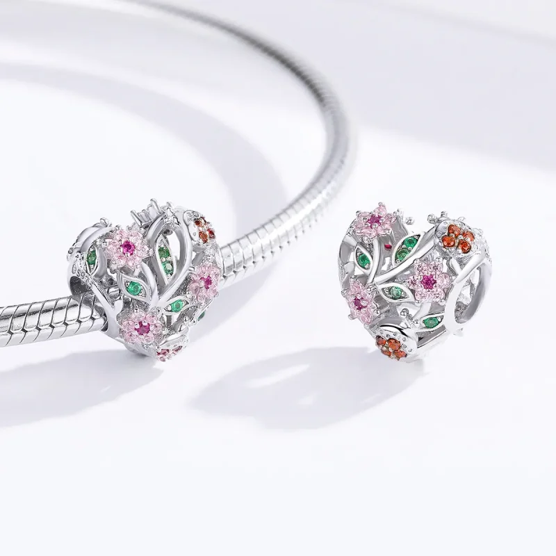 (image for) Pandora Style Silver Ladybug & Flowers Charm - BSC117 - View 3