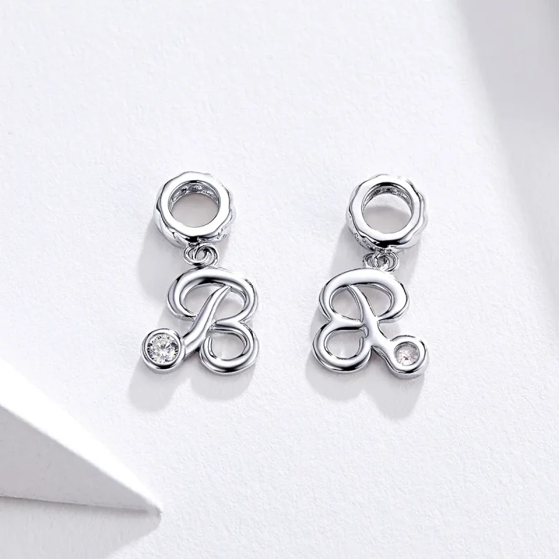 (image for) Pandora Style Silver Letter B Dangle - SCC1183-B - View 3
