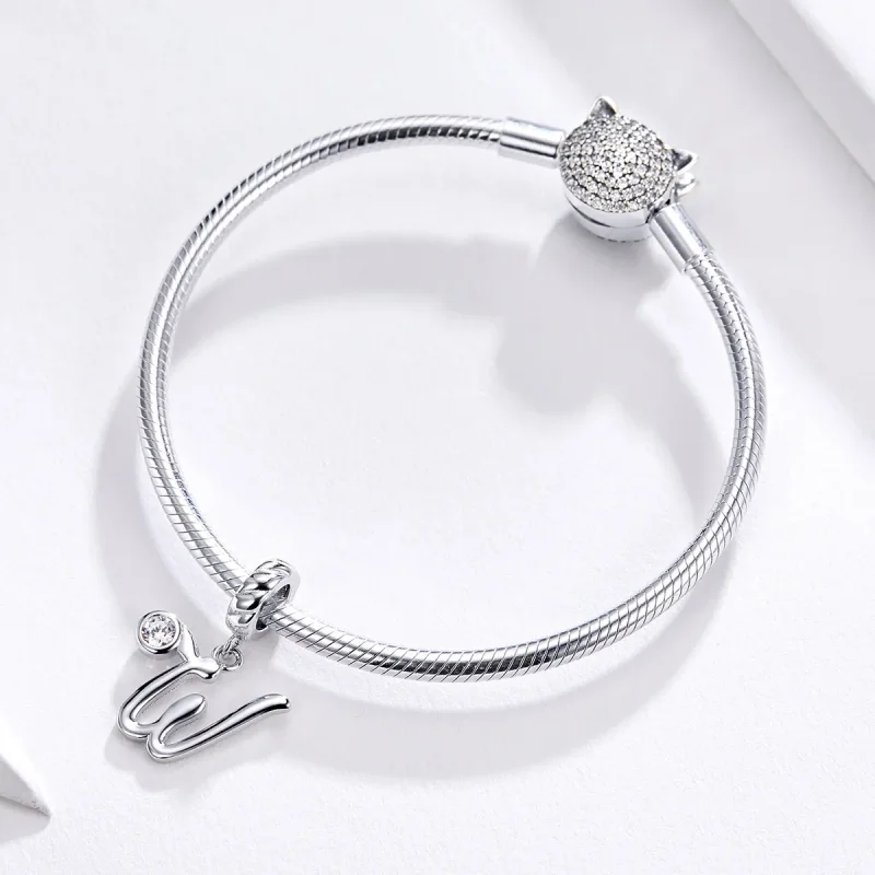 (image for) Pandora Style Silver Letter W Dangle - SCC1183-W - View 2