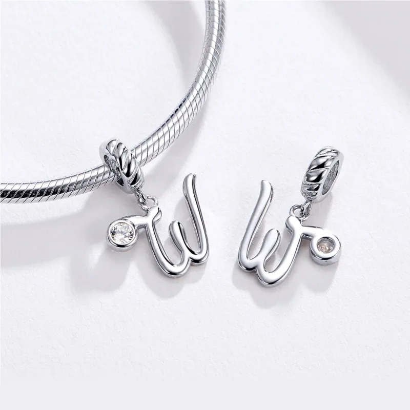 (image for) Pandora Style Silver Letter W Dangle - SCC1183-W - View 3