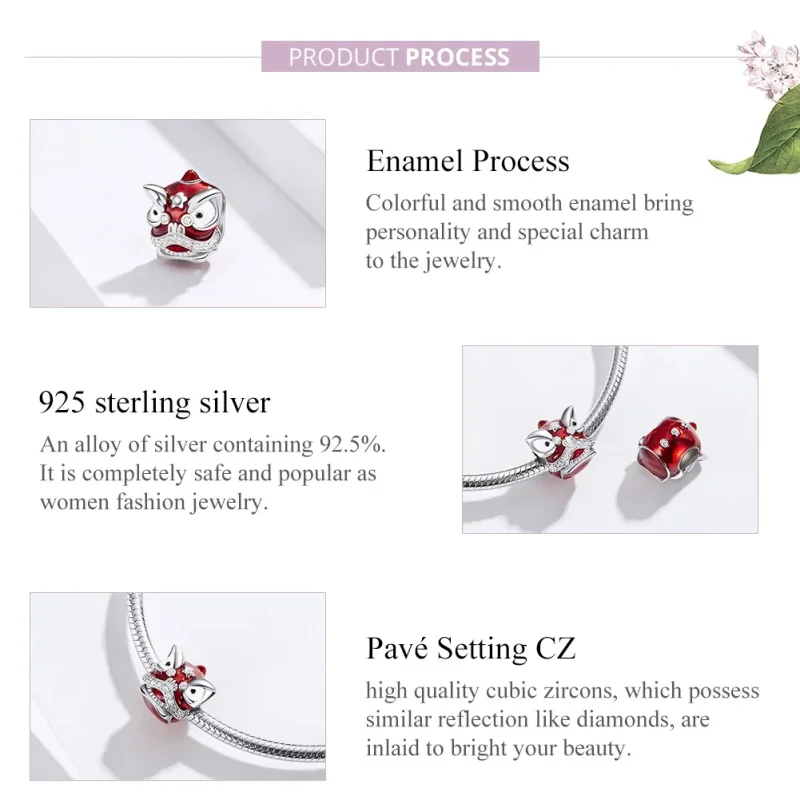 (image for) Pandora Style Silver Lion Dance Charm - BSC086 - View 7