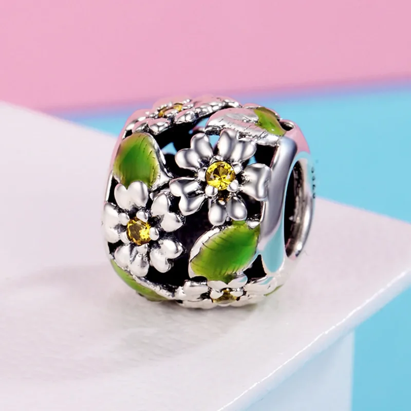 (image for) Pandora Style Silver Little Daisies In Spring And Summer Charm - SCC490 - View 3