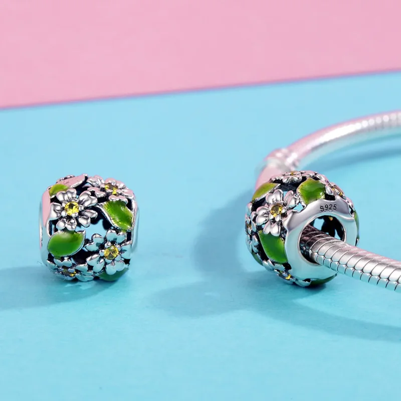 (image for) Pandora Style Silver Little Daisies In Spring And Summer Charm - SCC490 - View 4