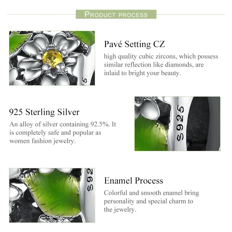 (image for) Pandora Style Silver Little Daisies In Spring And Summer Charm - SCC490 - View 6