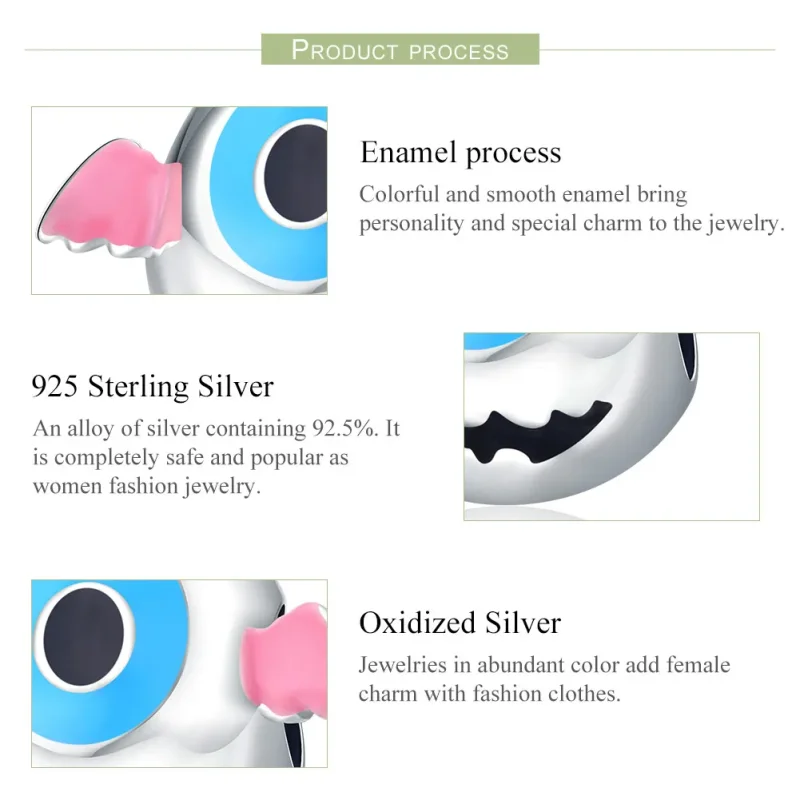 (image for) Pandora Style Silver Little Monster Dumb Charm - SCC1088 - View 4