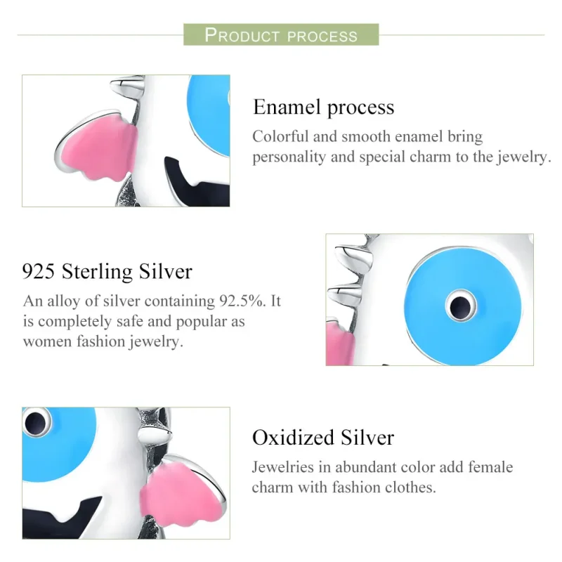 (image for) Pandora Style Silver Little Monster Dumber Charm - SCC1089 - View 4
