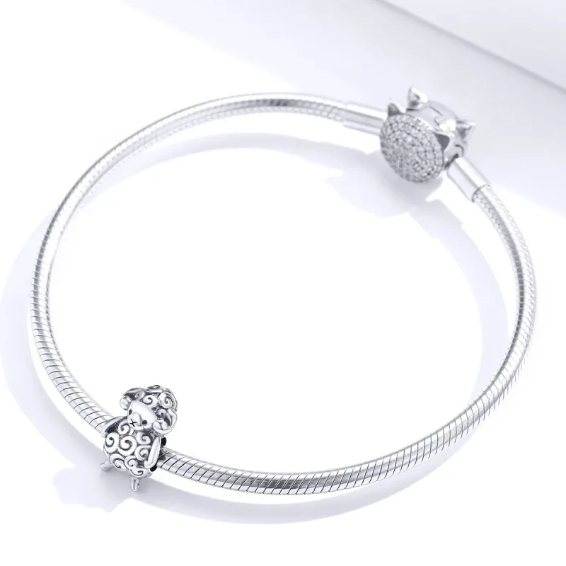 (image for) Pandora Style Silver Little Sheep Charm - BSC187 - View 3