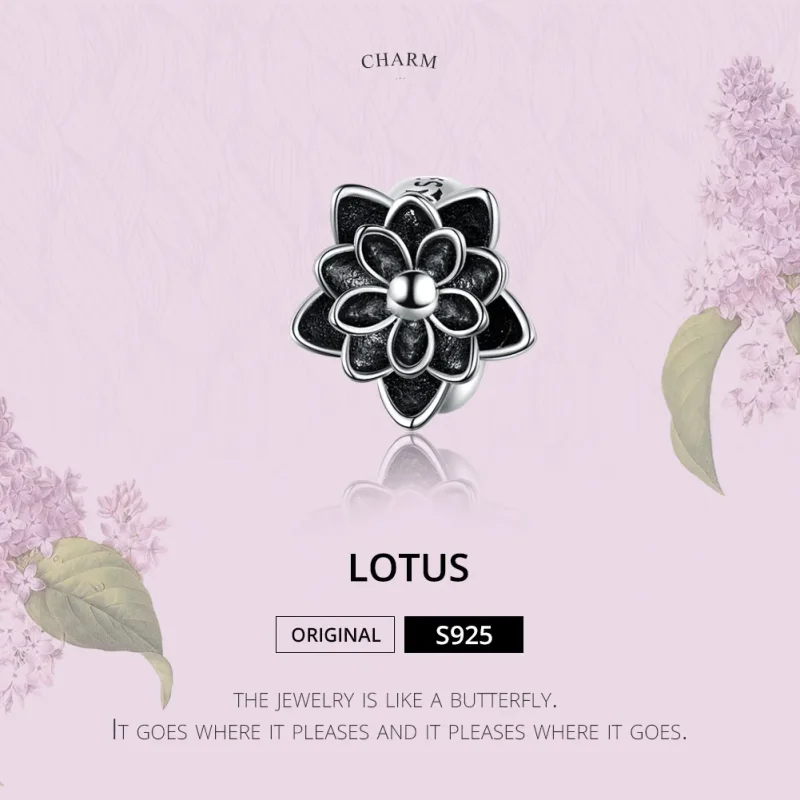 (image for) Pandora Style Silver Lotus Charm - SCC1196 - View 2