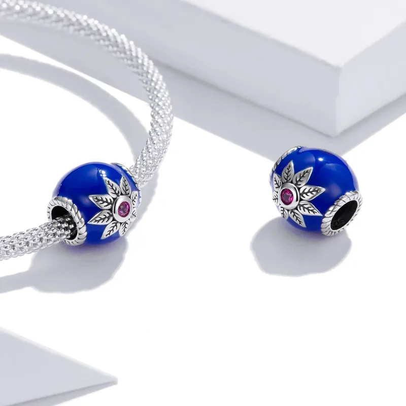 (image for) Pandora Style Silver Lotus Charm - SCC1822 - View 4