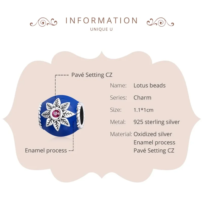 (image for) Pandora Style Silver Lotus Charm - SCC1822 - View 6