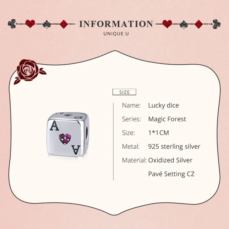 (image for) Pandora Style Silver Love Dice Charm - SCC1440 - View 7