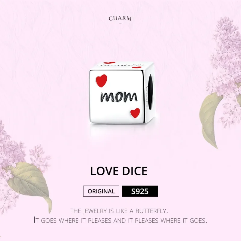 (image for) Pandora Style Silver Love Family Dice Charm - SCC1672 - View 6