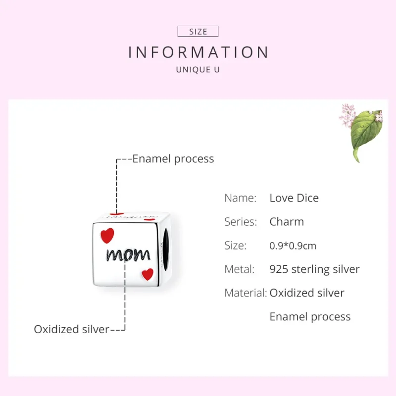 (image for) Pandora Style Silver Love Family Dice Charm - SCC1672 - View 7