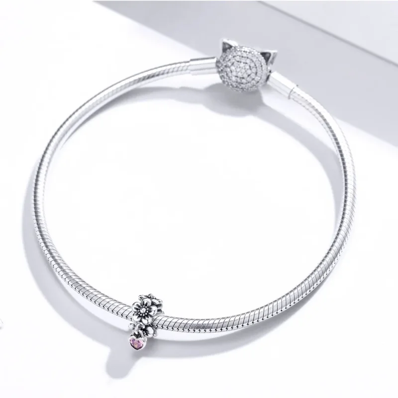 (image for) Pandora Style Silver Love Flower Charm - SCC1485 - View 3
