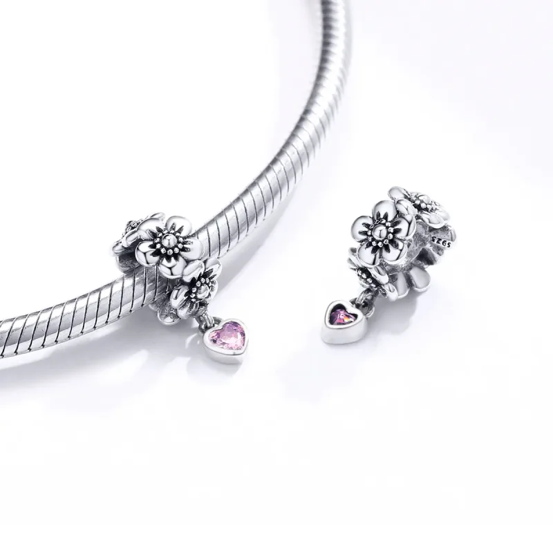 (image for) Pandora Style Silver Love Flower Charm - SCC1485 - View 4