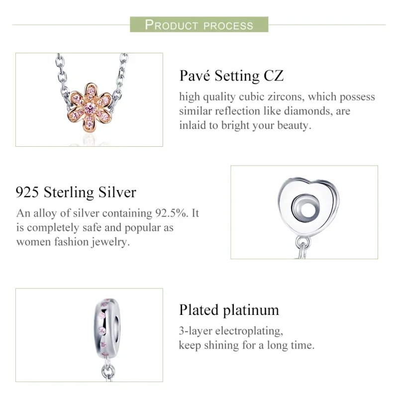 (image for) Pandora Style Silver Love Flower Safety Chain - SCC1113 - View 4