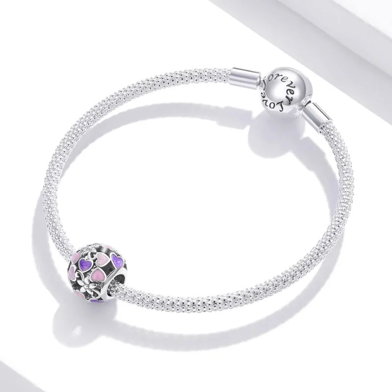 (image for) Pandora Style Silver Love Flowers Charm - SCC1798 - View 3