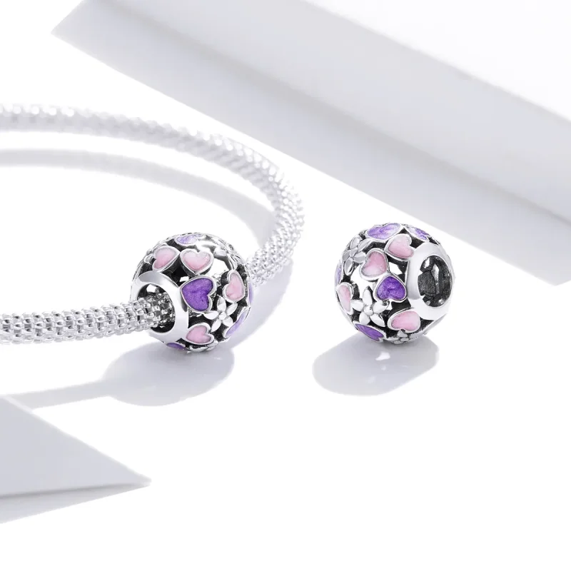 (image for) Pandora Style Silver Love Flowers Charm - SCC1798 - View 4