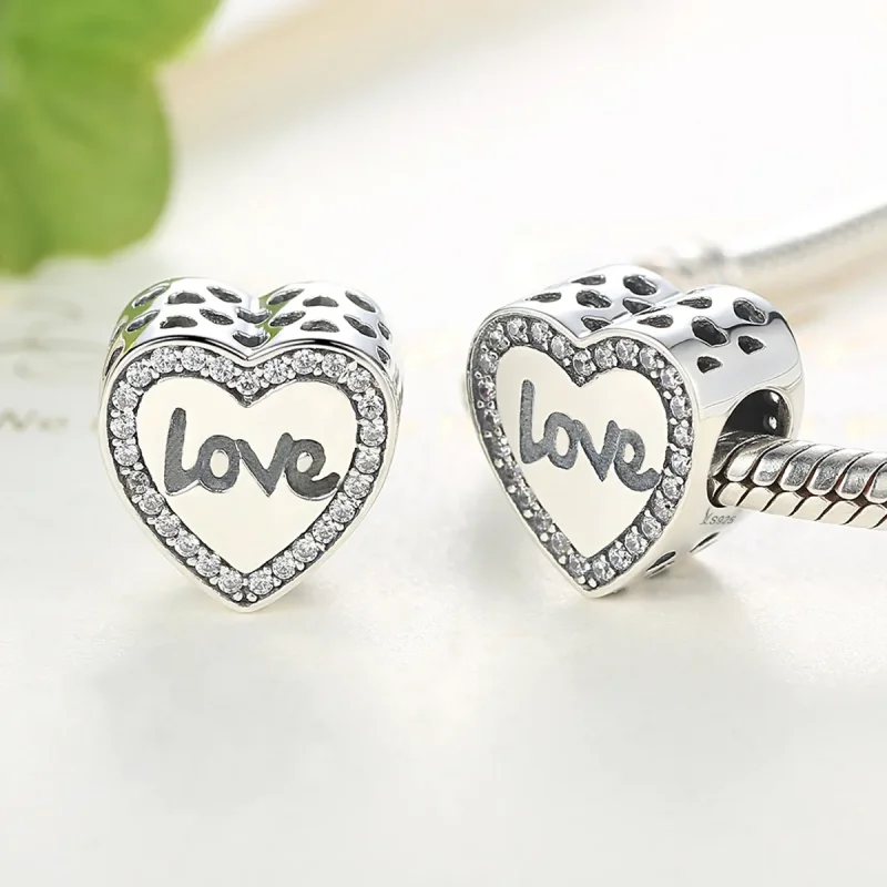 (image for) Pandora Style Silver Love Heart Charm - SCC089 - View 2