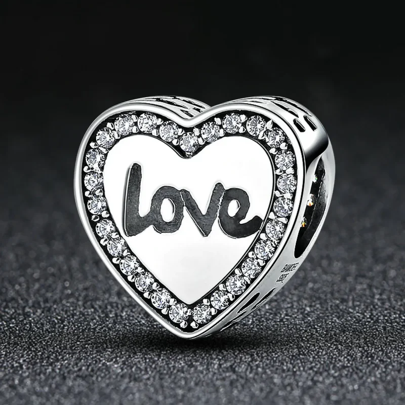 (image for) Pandora Style Silver Love Heart Charm - SCC089 - View 5