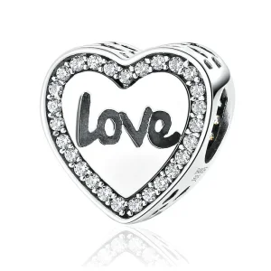 (image for) Pandora Style Silver Love Heart Charm - SCC089