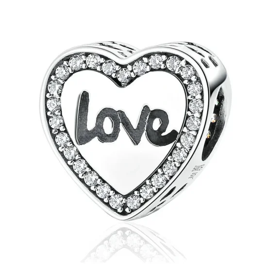(image for) Pandora Style Silver Love Heart Charm - SCC089