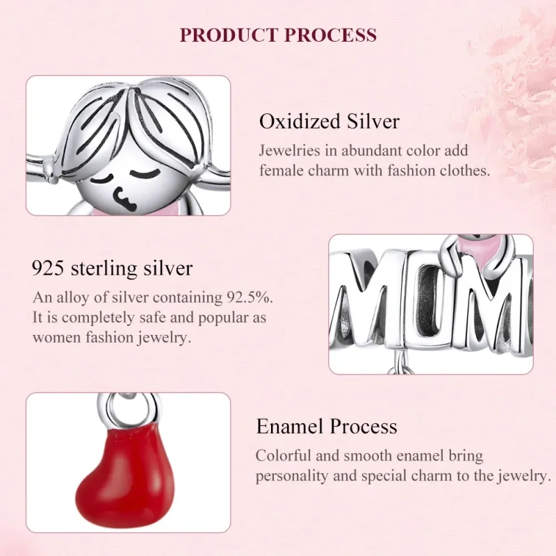 (image for) Pandora Style Silver Love Mom Charm - SCC1461 - View 7