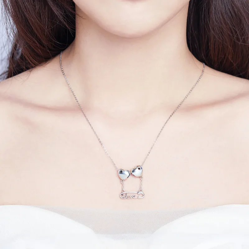 (image for) Pandora Style Silver Love Pin Safety Chain - SCC1143 - View 3