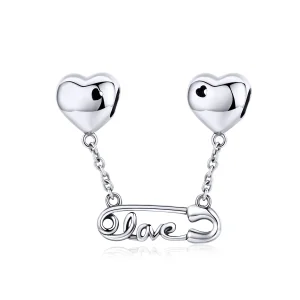 (image for) Pandora Style Silver Love Pin Safety Chain - SCC1143