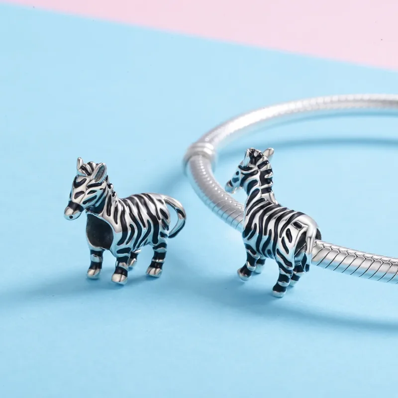 (image for) Pandora Style Silver Lovely Animal Zebra Charm - SCC550 - View 5
