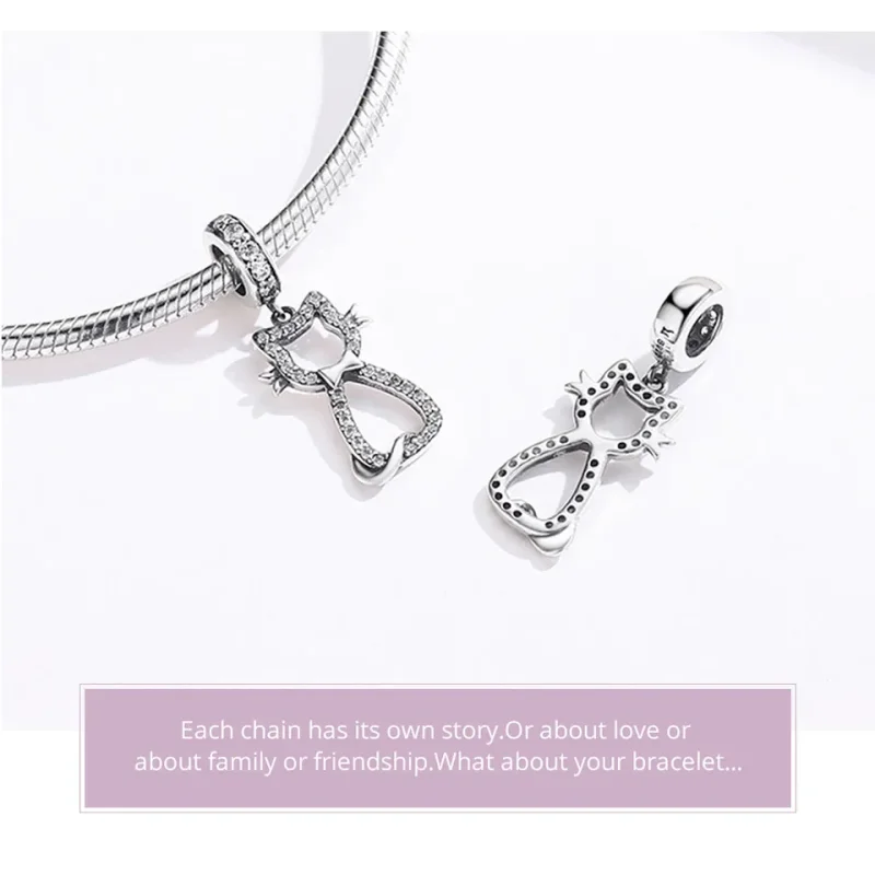 (image for) Pandora Style Silver Lovely Cat Dangle - SCC1162 - View 4