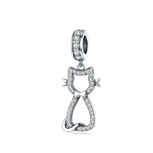 (image for) Pandora Style Silver Lovely Cat Dangle - SCC1162
