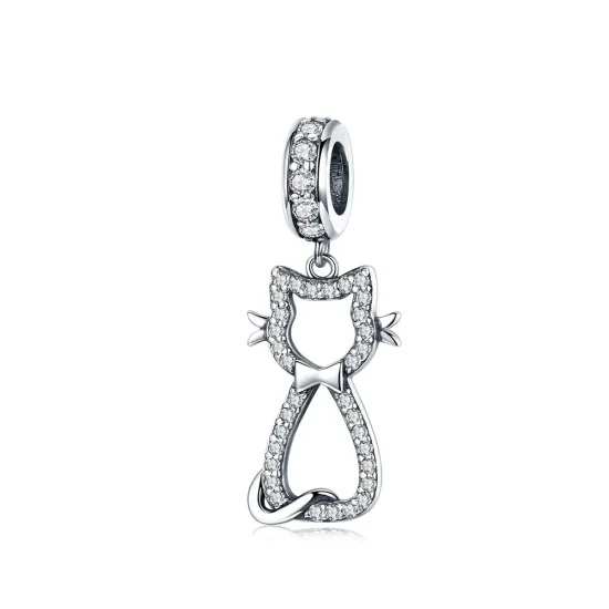 (image for) Pandora Style Silver Lovely Cat Dangle - SCC1162