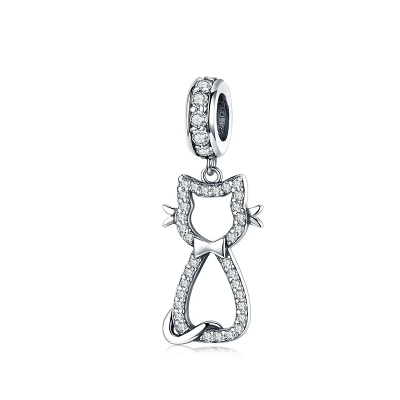 (image for) Pandora Style Silver Lovely Cat Dangle - SCC1162