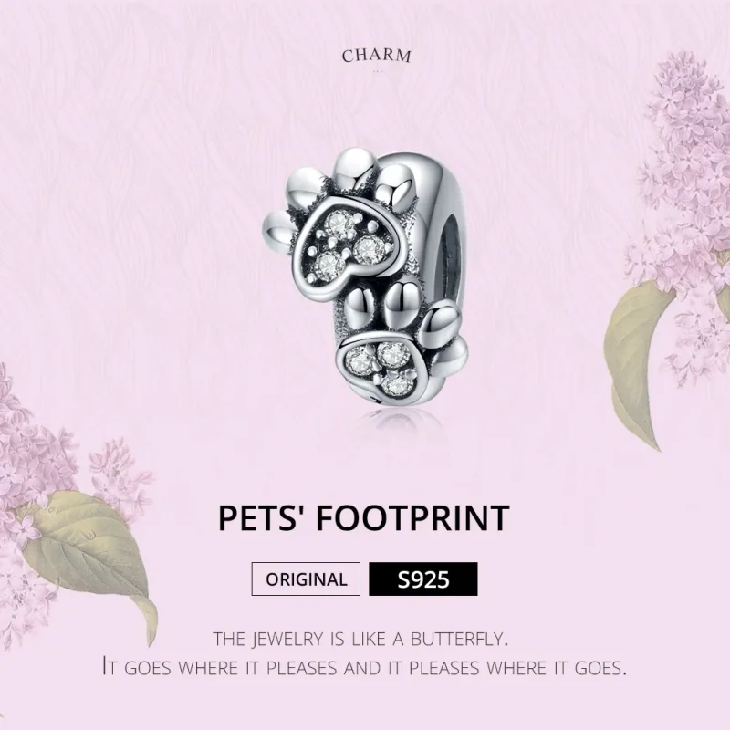 (image for) Pandora Style Silver Lovely Cat Paw Spacer - SCC1312 - View 2