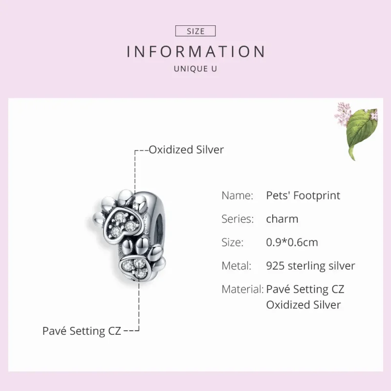 (image for) Pandora Style Silver Lovely Cat Paw Spacer - SCC1312 - View 3