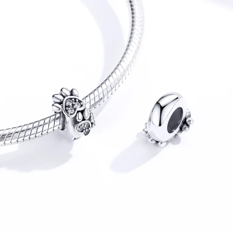 (image for) Pandora Style Silver Lovely Cat Paw Spacer - SCC1312 - View 4