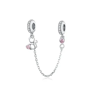 (image for) Pandora Style Silver Lovely Cat Safety Chain - SCC1233