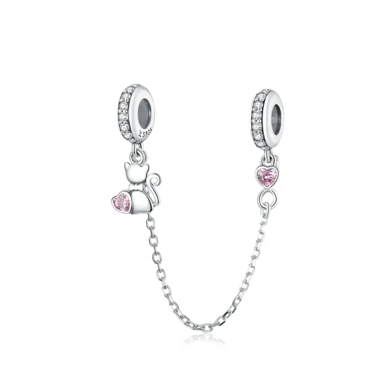 (image for) Pandora Style Silver Lovely Cat Safety Chain - SCC1233