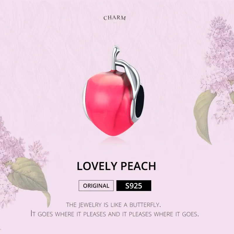(image for) Pandora Style Silver Lovely Peach Charm - SCC1834 - View 6