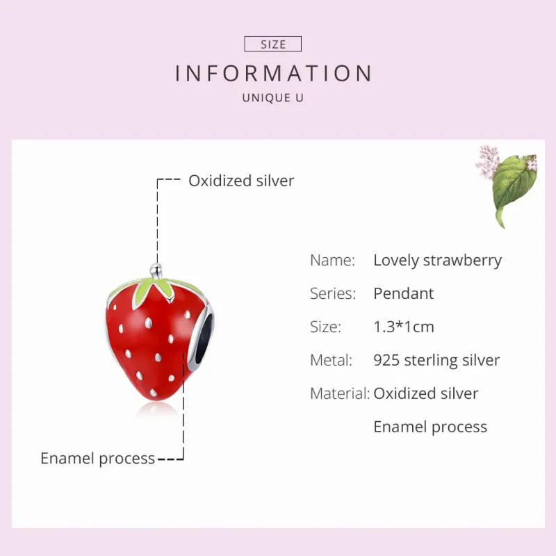 (image for) Pandora Style Silver Lovely Strawberry Charm - SCC1839 - View 7