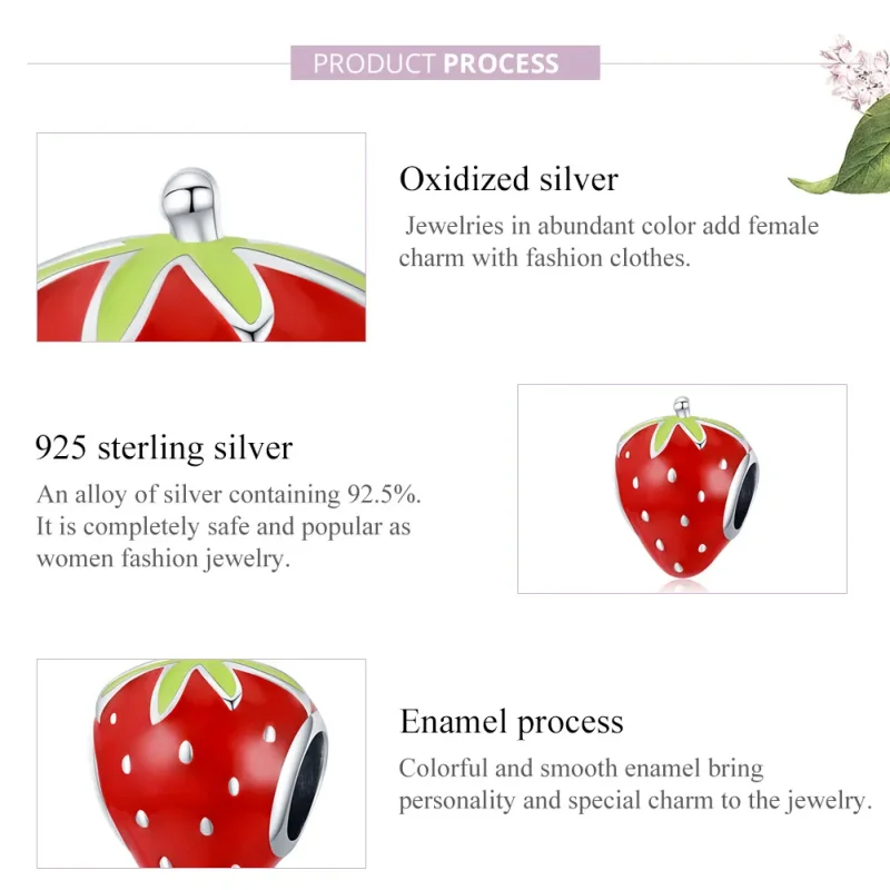 (image for) Pandora Style Silver Lovely Strawberry Charm - SCC1839 - View 8