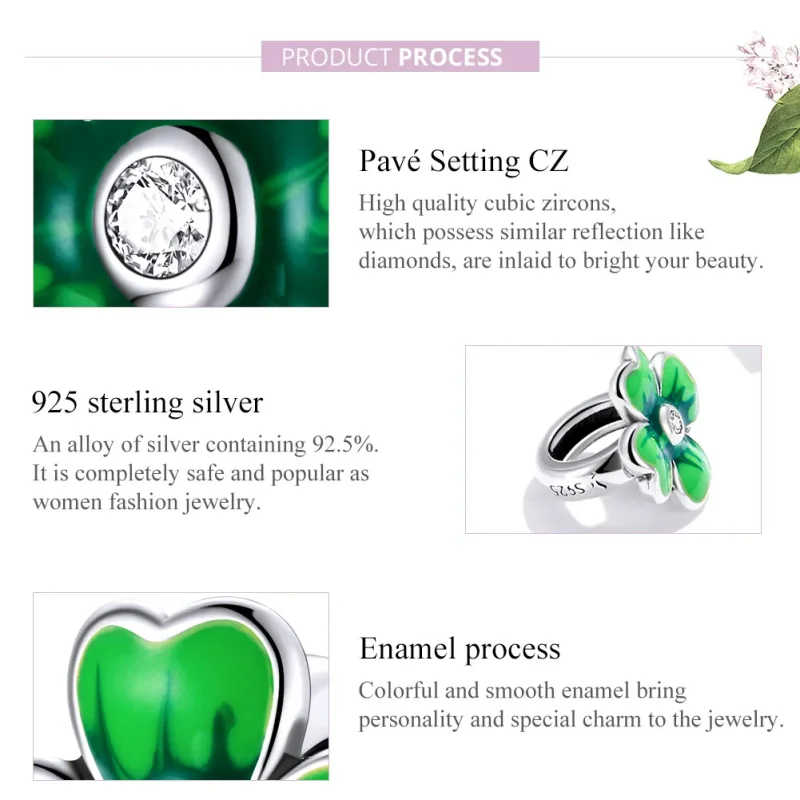 (image for) Pandora Style Silver Lucky Clover Charm - SCC1749 - View 8