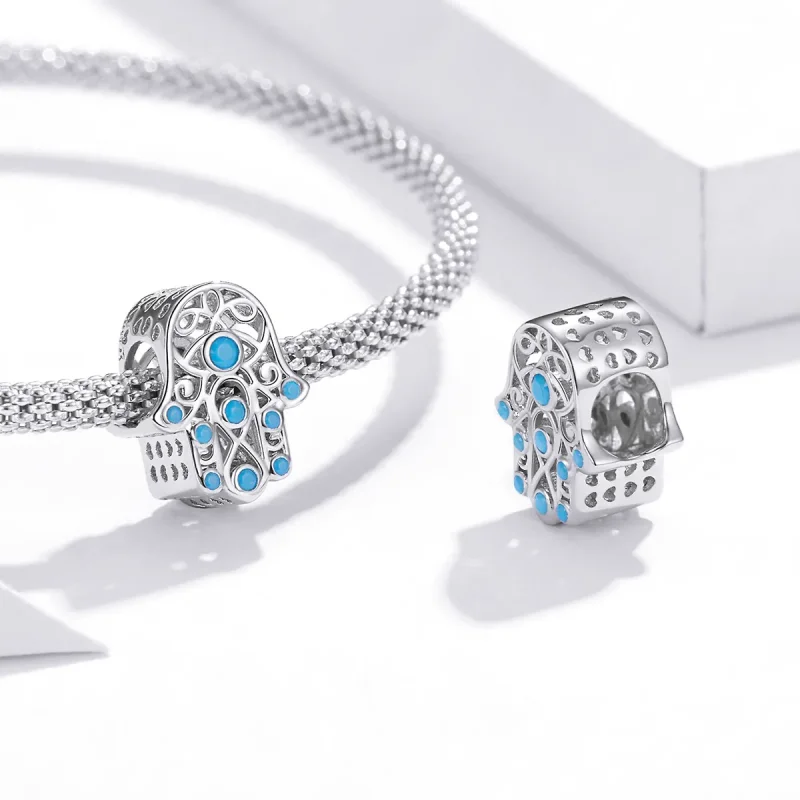 (image for) Pandora Style Silver Lucky Hand Charm - SCC1757 - View 4