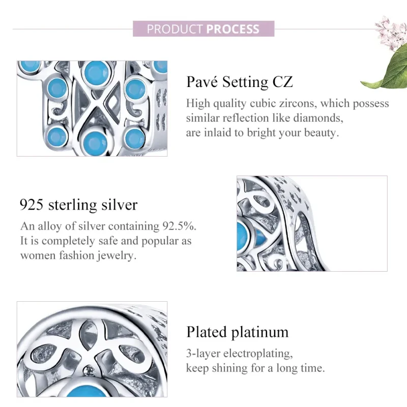 (image for) Pandora Style Silver Lucky Hand Charm - SCC1757 - View 8